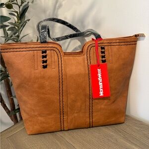 Montana West Brown Tote with Black Accents
